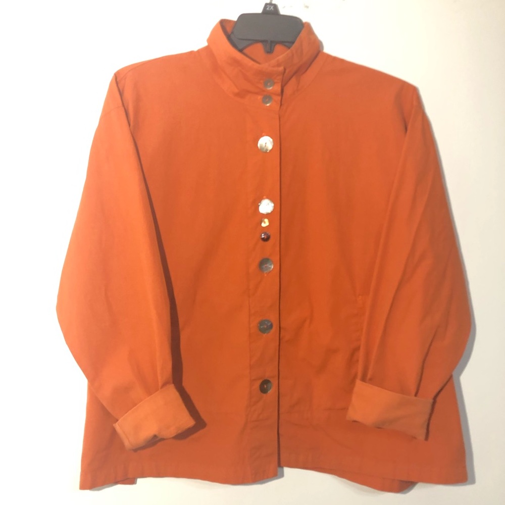 Anthropologie Elven Stitch Design L Orange Coat